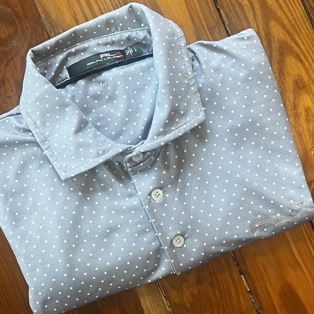 RLX Ralph Lauren Light Gray Polka Dot Polo